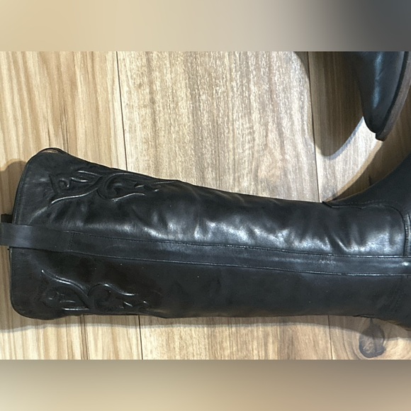 RARE Lucchese Spirit Black Leather Western OTK Boots Size 8